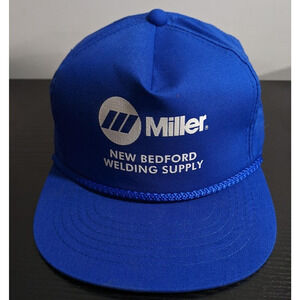 Vintage Miller New Bedford Welding Supply Snapback Hat - Blue Rope Trucker Cap